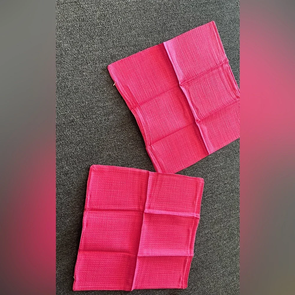 Two brand new pink statement pillow cases 21 by 21